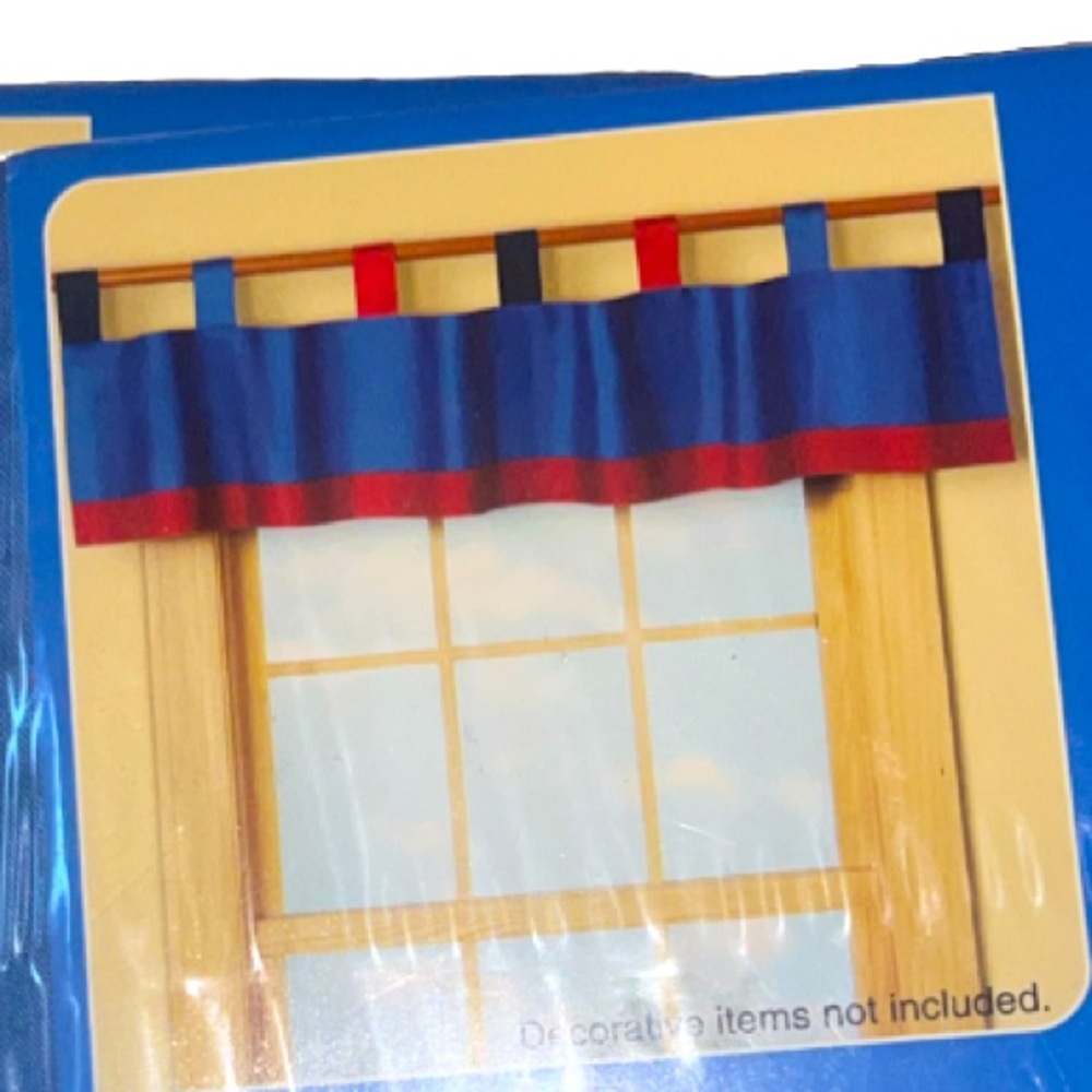 2 packs  one in each package” Tab Top Valance 40" x 15" in red, white and blue
